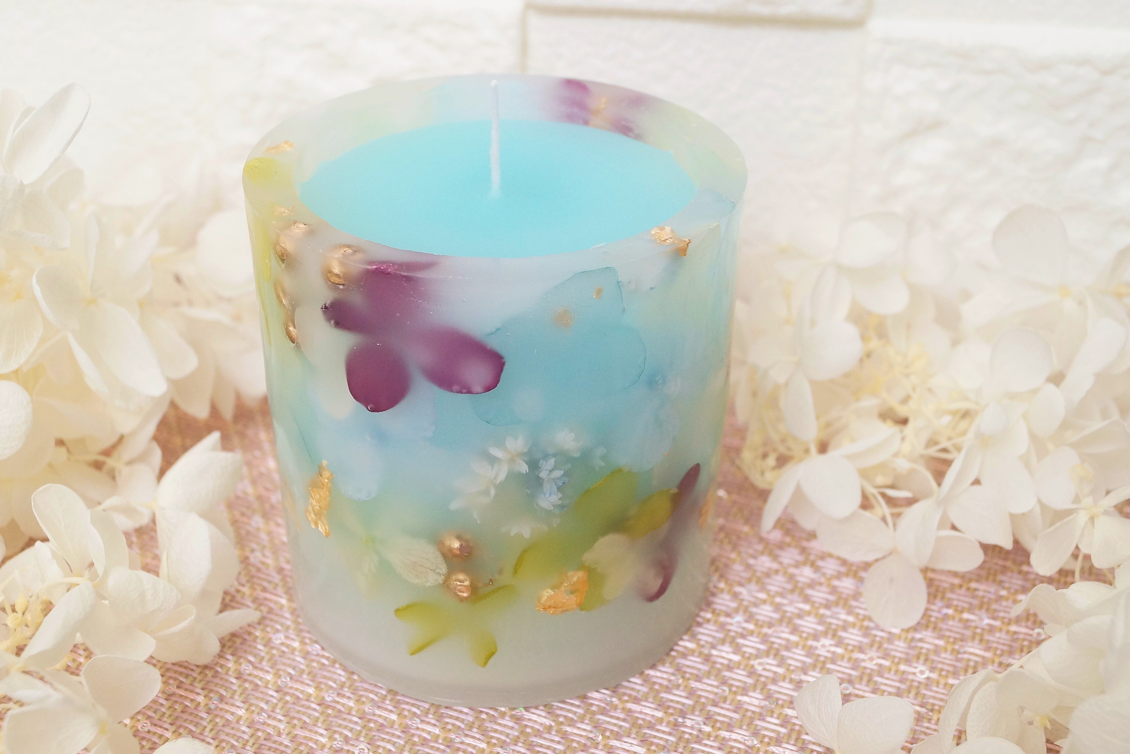 カラーボタニカルキャンドル【ターコイズブルー】 | nocturne candle