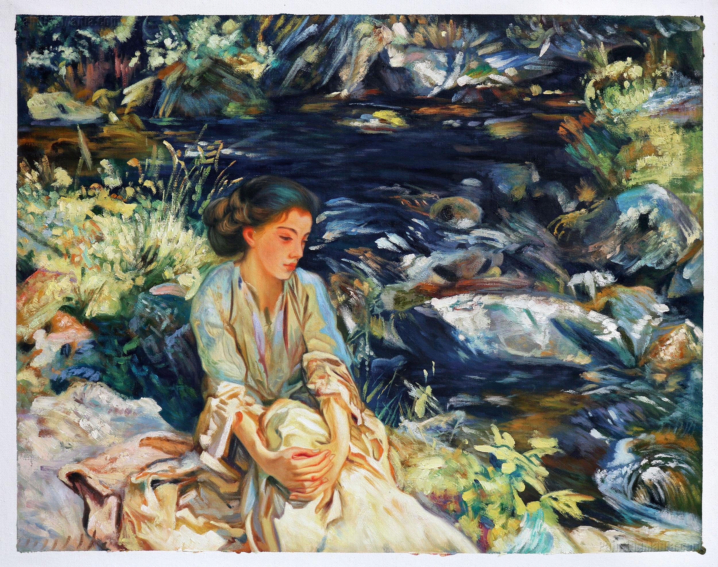 黒い小川 - ジョン・シンガー・サージェントの手描き油絵複製、北